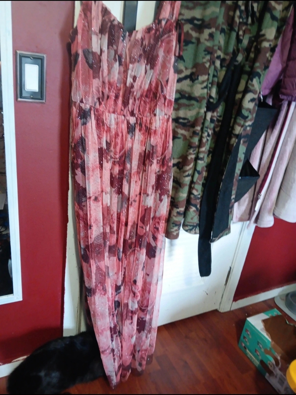 Floral Pink Pleated Maxi Dress